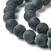 Grade A Round Frosted Natural Black Agate Beads Strands X-G447-5-2