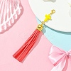 Cross Acrylic & Faux Suede Tassel Pendant Decorations HJEW-YW00078-04-1