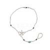 Alloy Crystal Rhinestone Starfish Round Glass Seed Beaded Stretch Toe Ring Anklets for Women AJEW-K052-01-2