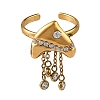 Ocean 304 Stainless Steel Cubic Zirconia Cuff Open Rings SA-CBA183D-06B-G-2