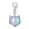 Cat Head Shape Glass Pendant Decorations HJEW-JM03335-4