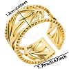 Minimalist Hollow Leaf 304 Stainless Steel Opem Cuff Ring for Unisex LU1805-2-2