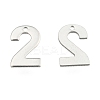 Tarnish Resistant 201 Stainless Steel Number Charms STAS-S035-M-2