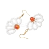 Flower Natural Carnelian & Glass Seed Beaded Dangle Earrings EJEW-TA00510-4