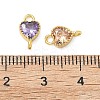 Brass Pave Cubic Zirconia Connector Charms KK-L264-14G-3