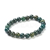 Natural Moss Agate Beaded Stretch Bracelets BJEW-D446-C-44-2