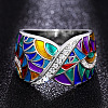 Ethnic Style Brass Micro Pave Cubic Zirconia and Enamel Finger Rings FS-WG810B2-01-1