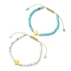 2Pcs 2 Style Natural Howlite & Synthetic Turquoise Braided Bead Bracelets Set BJEW-JB09464-02-1