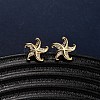 Brass Micro Pave Clear Cubic Zirconia Stud Earrings EJEW-D328-04G-04-1