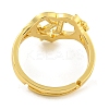Heart with Letter & Flower Rack Plating Brass Adjustable Rings for Women RJEW-I105-05G-K-3