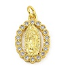 Virgin Mary Theme Rack Plating Brass Micro Pave Cubic Zirconia Pendants KK-C074-70G-03-1