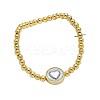 Duo Tone Brass Flat Round and Round Beaded Stretch Bracelets WGD7162-02-2