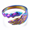 Ion Plating(IP) 304 Stainless Steel Leaf Cuff Rings RJEW-N038-125M-2