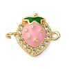 Brass Micro Pave Clear Cubic Zirconia Fruit Connector Charms KK-I276-15P-B02-1