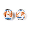 Handmade Porcelain Printed Beads PORC-T133-04-3