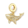 Brass Micro Pave Clear Cubic Zirconia Sea Animals European Dangle Charms X-KK-Z143-02G-05-1
