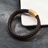 Ion Plating(IP) Braided Microfiber Leather Cord Bracelets for Men BJEW-Z081-14G-1
