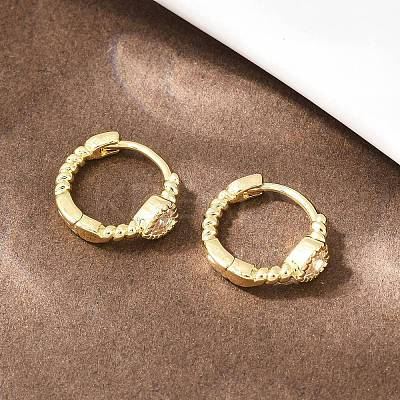 Heart Brass Micro Pave Clear Cubic Zirconia Hoop Earrings EJEW-D348-26G-1