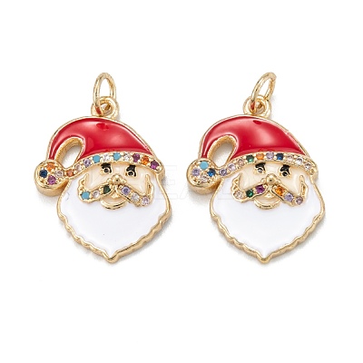 Christmas Themed Brass Micro Pave Cubic Zirconia Pendants ZIRC-L101-01G-1