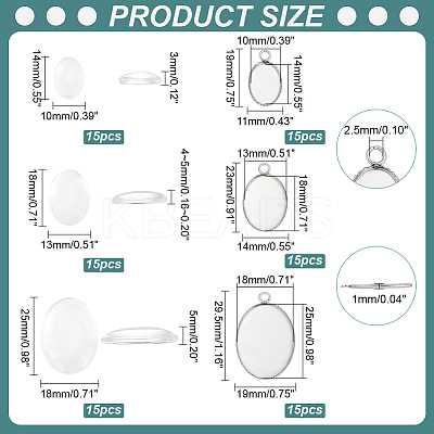 DIY Blank Oval Pendant Making Kits DIY-PH0021-47-1