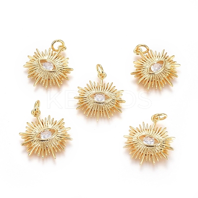 Brass Micro Pave Cubic Zirconia Pendants ZIRC-G166-12G-1