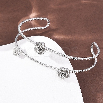304 Stainless Steel Cuff Bangles for Women BJEW-P377-03P-1