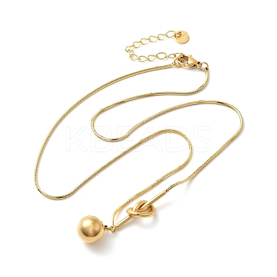 304 Stainless Steel Round Ball Knot Pendant Necklaces for Women NJEW-U031-05G-1