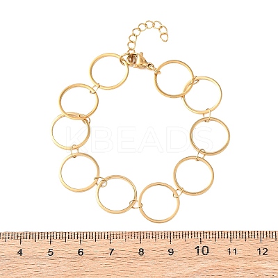 304 Stainless Steel Ring Link Chain Bracelets BJEW-P373-02C-G-1