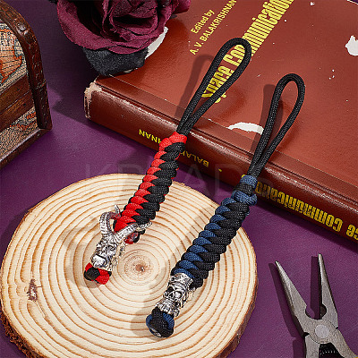 2Pcs 2 Styles Handmade Nylon Parachute Cord Pendant Decorations for Men KEYC-HY0001-30-1