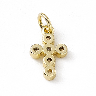 Brass Micro Pave Clear Cubic Zirconia Charms ZIRC-F132-63G-1