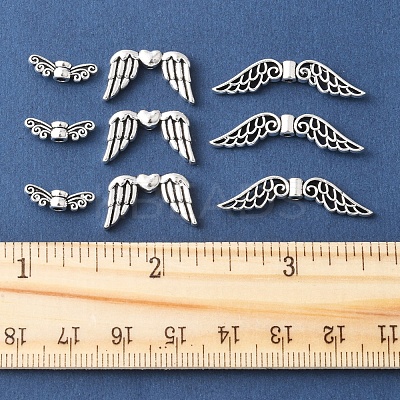75Pcs 3 Styles Tibetan Style Alloy Fairy Wing Beads TIBEB-FS0001-15-1