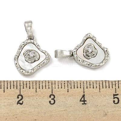 Brass with Clear Cubic Zirconia with Sea Shell Charms KK-Q820-14P-1