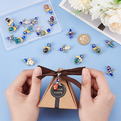 20Pcs 2 Syles Handmade Lampwork Beads Pendants PALLOY-PH0002-14-1