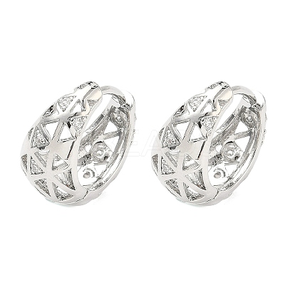 Hollow Triangle Brass Micro Pave Clear Cubic Zirconia Hoop Earrings EJEW-G452-04P-1