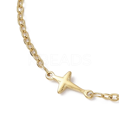 304 Stainless Steel Cross Link Anklets AJEW-AN00722-02-1