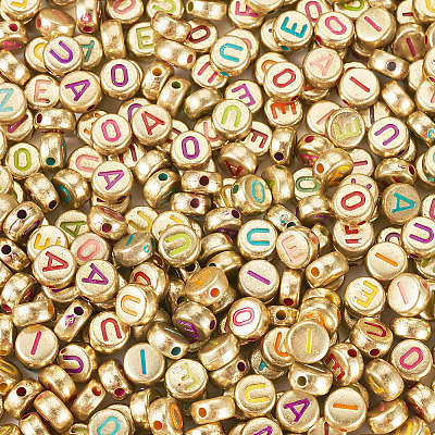 500Pcs 5 Styles Plating Opaque Acrylic Beads OACR-TA0003-60-1