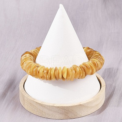 Natural Amber Beaded Stretch Bracelets for Men Women BJEW-L710-01C-1
