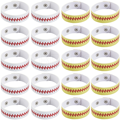 20Pcs 2 Styles Leather Wide Cord Bracelet with Snap Button for Men Women GUQI-CL0001-02B-1