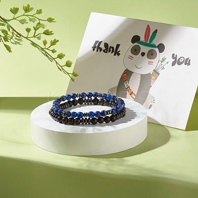 Beads Stretch Bracelets Set BJEW-JB07342-1