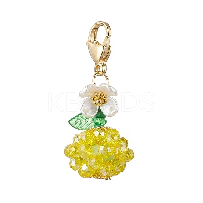 Fruit & Flower Dyed Synthetic Imperial Jasper & Glass Seed Beads Pendant Decorations HJEW-MZ00307-05-1