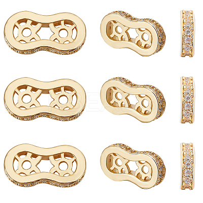 8Pcs Brass Micro Pave Cubic Zirconia Spacer Bars ZIRC-BBC0002-04-1