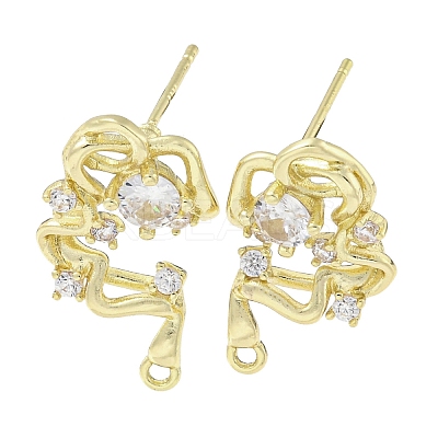 Brass Cubic Zirconia Stud Earring Findings LS-KK-R154-11G-1