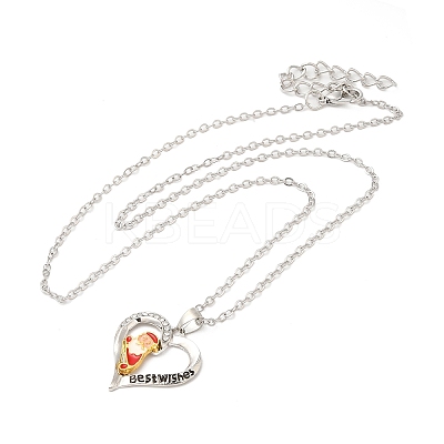 Heart with Word Best Wishes Zinc Alloy Pendant Necklaces for Christmas NJEW-M203-02A-GP-1