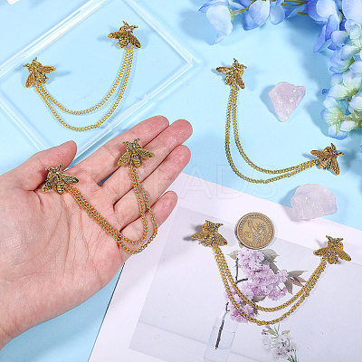 4Pcs Bee Alloy Hanging Chain Brooch FIND-CA0011-13G-1