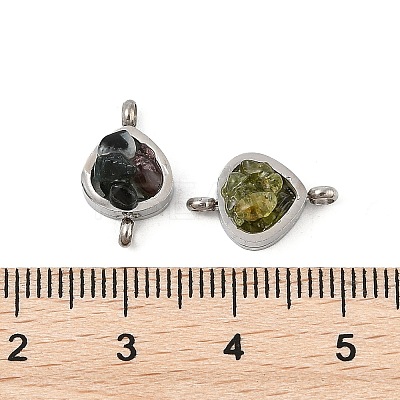 Natural Mixed Stone Chip 304 Stainless Steel Triangle Connector Charms KK-P300-28P-1