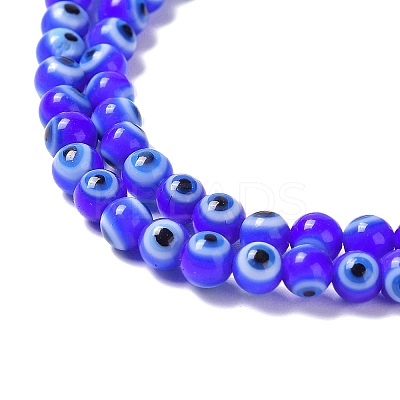 Handmade Evil Eye Lampwork Round Bead Strands LAMP-L055-4mm-15-1