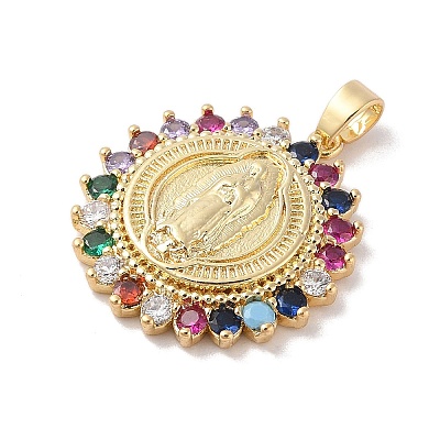 Brass Cubic Zirconia Pendants KK-Z050-07G-01-1