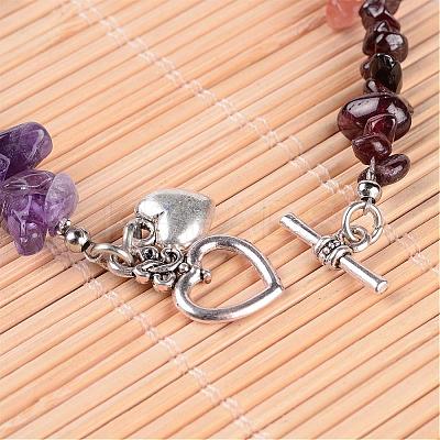 Gemstone Chip Beaded Anklets AJEW-AN00151-1