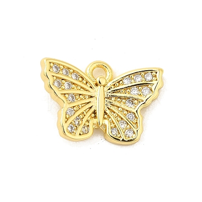 Butterfly Rack Plating Brass Micro Pave Cubic Zirconia Pendants Charms KK-S396-08B-1