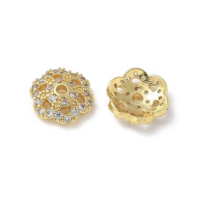 Brass Clear Cubic Zirconia Bead Caps KK-A236-15B-G-1